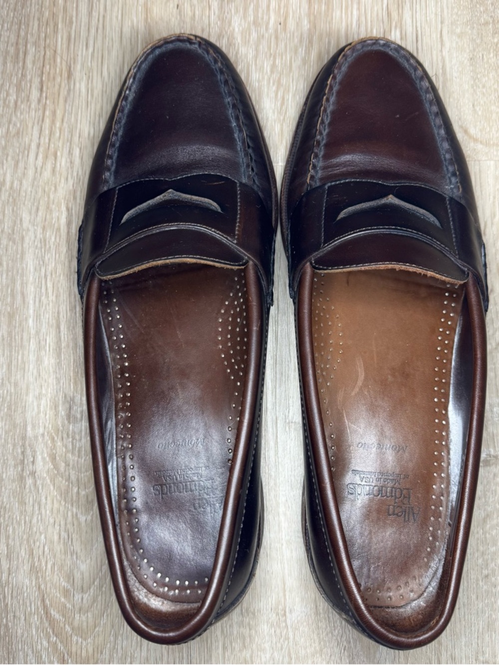 Allen Edmonds Montecito Shoes Men's 11 3E Brown Leather Dress Penny Loafers - Picture 2 of 7